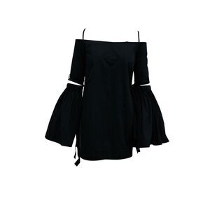 Ellery Cold-Shoulder Mini Dress in Black Cotton
